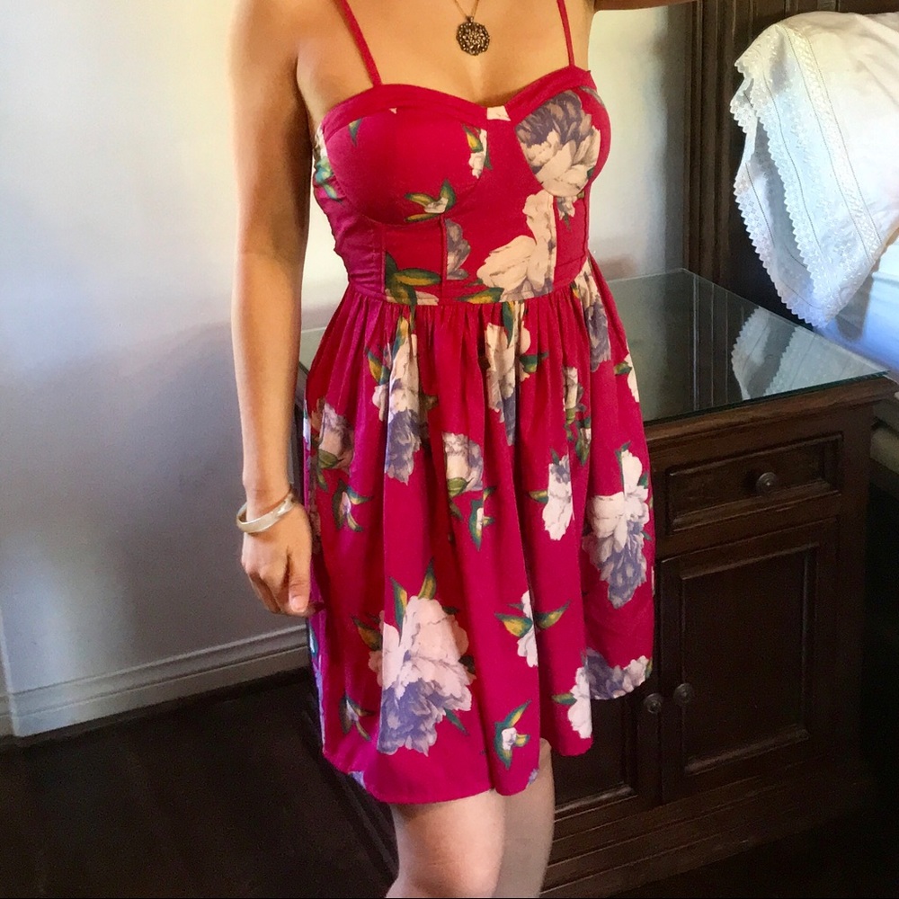 Floral pink mini dress